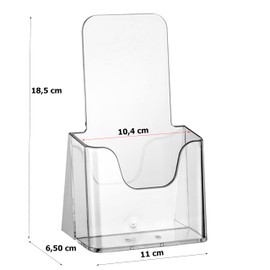 ogoPLUS Stand (1 piece), portrait format, selection of DIN long, transparent brochure stand, flyer stand, brochure holder, brochure box, advertising, crystal clear, slight tilt for optimal field of