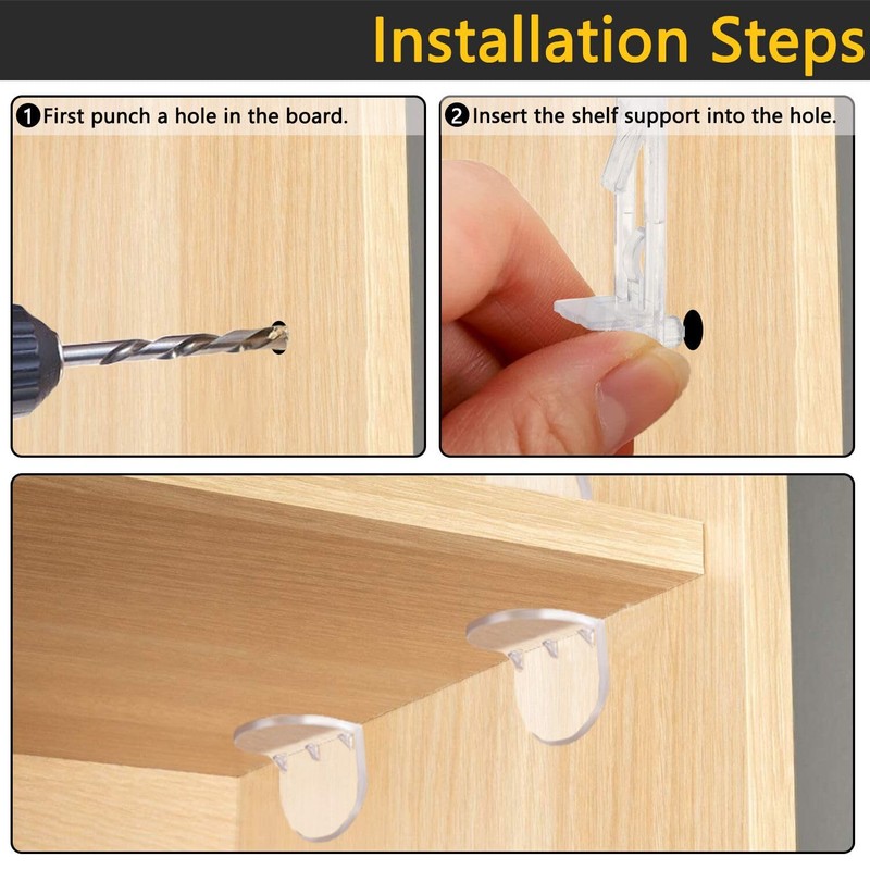 20pcs Plastic Locking Shelf Support Pegs,6mm Shelf Pins ,Self-Locking Bracket