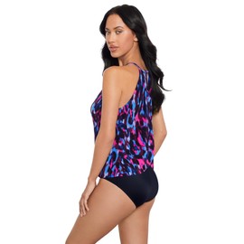 MagicSuit Women's Swimwear Cherry Bomb Aubrey High Neckline Soft Cup One Piece Swimsuit, Black/Multi, 08