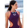 ARENA Women's Standard One Big Logo Swimsuit, Plum/Bright Coral