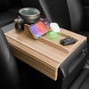 Croon Bamboo Sofa Arm Tray with Wireless Charger for Mobiles,