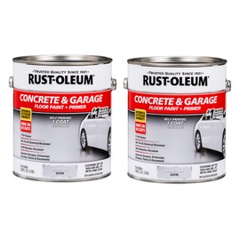 Rust-Oleum 225359-2PK Concrete & Garage Floor Paint and Primer, Gallon, Satin Armor Gray, 2 Pack