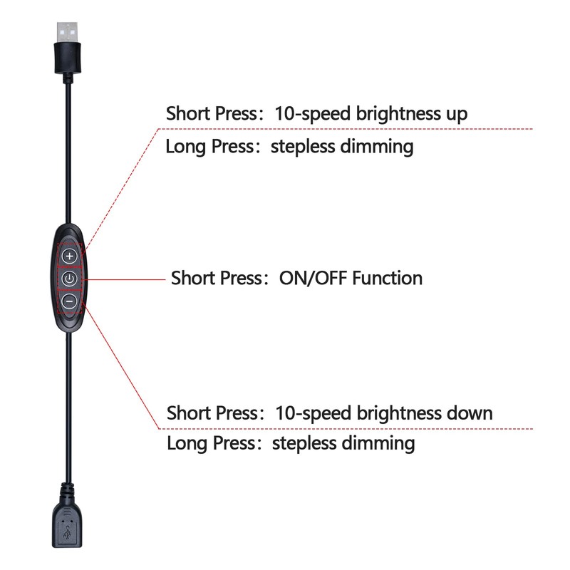 GOMING 5V USB Dimmer Switch Female to Male 10 brightness