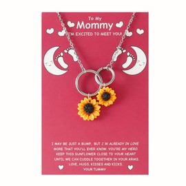 Mom To Be Necklace Gifts for New Mom Congrats on Pregnancy Gifts for First Time Moms Two Circles Interlocking Sunflower Necklaces Mama To Be Mothers Day Gift for New Moms Gift for Expecting Mom