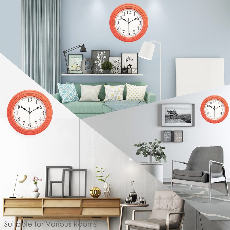 Topkey Silent Wall Clock Kitchen 9 Inch Retro Non-Ticking Decorative