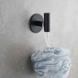 Tecmolog SBH235B-2 Stainless Steel Wall Hook Towel Rail Black (Pack of 2)