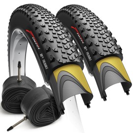 Fincci 700x40c Gravel Bike Tires, 42-622, Foldable, 1mm Antipuncture Protection with 48mm Presta Valve Inner Tubes, Tough & Durable, Set of 2 – Compatible with Gravel, MTB, Hybrid & Electric Bicycles