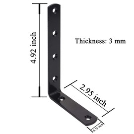 HPWFHPLF Corner Bracket, 4PCS 5x3 Inch Heavy Duty Thickened Iron Shelf Brackets, 90 Degree Wall Hanging Corner Brace for Cabinet Shelves with Screw Accessories (125x75mm, Black)