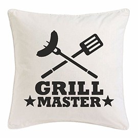 Reifen-Markt Cushion Cover 40 x 40 cm Grill Master – Grilling – Grill – BBQ – Steak Microfibre in White