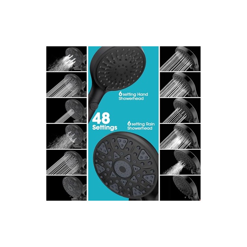 FASDUNT Dual Handheld Shower Head Combo, Enjoy 6-Setting Rain Showerhead