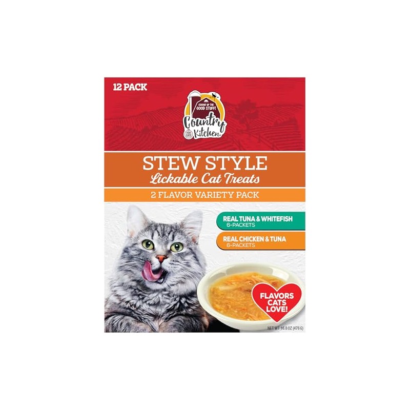 Country Kitchen Liquid Stew Cat Treats Variety Pack, Includes Tuna