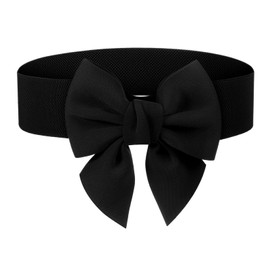Svnqney Women's Large Bow Belt, black
