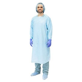 MediChoice Protective Gowns, Open Back, Thumb Loop Cuff, Extra Large, Blue (Box of 15)