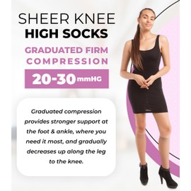 GABRIALLA Sheer Knee High Compression Socks for Women, Medical Grade Calf Knee Highs, Graduated Firm Compression 20-30 mmHg, Improve Blood Circulation, Prevent & Treat Varicose Veins, Closed Toe