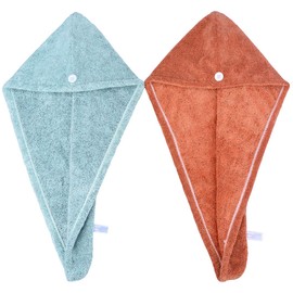 HOPESHINE Microfiber Hair Drying Towel Turban Twist for Long Hair Magic Instant Dry Hair Towel Wrap Fast Drying Absorbent Cap Great Gift for Women and Girls 2-Pack