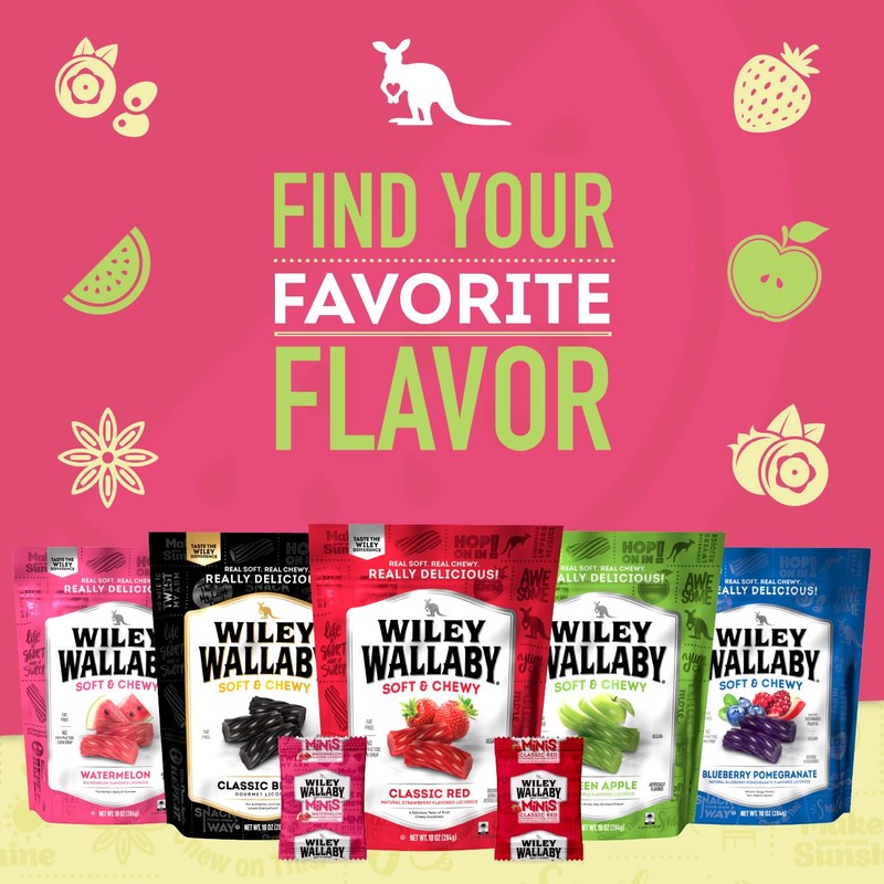 Wiley Wallaby Mini Licorice Bites 0.5 Ounce Classic Gourmet Soft