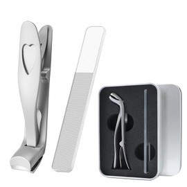 YPYMOD Nail Clippers for Seniors, Toenail Clippers with Angled Head and Long Handle for Seniors, Steel Toenail Clippers Nail Clipper with Collection Container for Men and Women