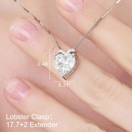 N9NEMUSES Moissanite Necklace for Women, 2 Carat Heart Moissanite I Love You Necklace, Wedding Anniversary Birthday Gifts for Women, Jewelry Gifts for Her Wife Girlfriend Mom