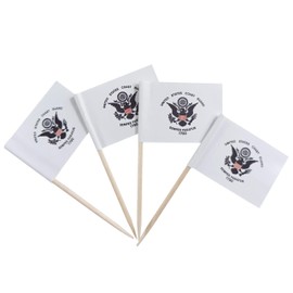JBCD US Coast Guard Toothpick Flag Mini Small Cupcake Topper Flags, 100 pcs