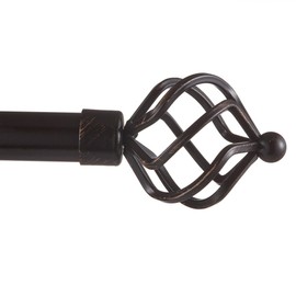 Exclusive Home Torch 1" Curtain Rod and Coordinating Finial Set, 66-120, Matte Bronze