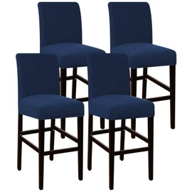 Flamingo P High Stretch Bar Stool Cover Pub Counter Stool Chair Seat Slipcover for Dining Room Cafe Furniture Protectors Non Slip with Elastic Bottom Set of 4, Navy