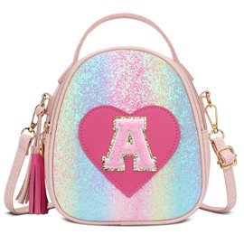 KKXIU Purse Gifts for Girls Cute Little Girl Crossbody Bag Heart Kids Small Backpack with Tassel (Shine-A)