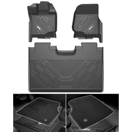 3W Floor Mats & Front Carpet Fit for Ford F150/F-150 Lighting SuperCrew Cab 2015-2024, TPE All Weather Accessories Custom Fit Full Set Pick-up Truck Car Liners (Cut to Fit with Under-Seat Storage)