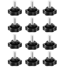 WUDQIJI Star Screw Knurled Screw Pack of 12 Clamping Knob Handle Star Handle Screws Star Head Screw Star Shape Head Clamping Nut Knurled Star Grip Screw Star Grip Nut (M6 x 16 mm)