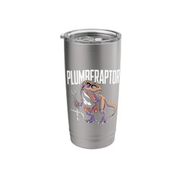 Plumber Dinosaur T-Rex Pipe Wrench Dino Funny Plumbing Stainless Steel Insulated Tumbler