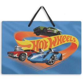 Mattel Hot Wheels Action Race Track Hanging Metal Sign - Fun Hot Wheels Wall Decor for Kids' Bedroom or Play Room