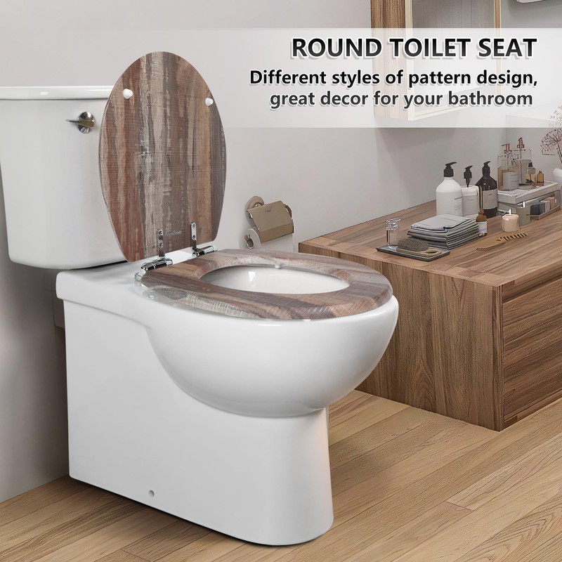 Angol Shiold Round Toilet Seat Molded Wood Toilet Seat with