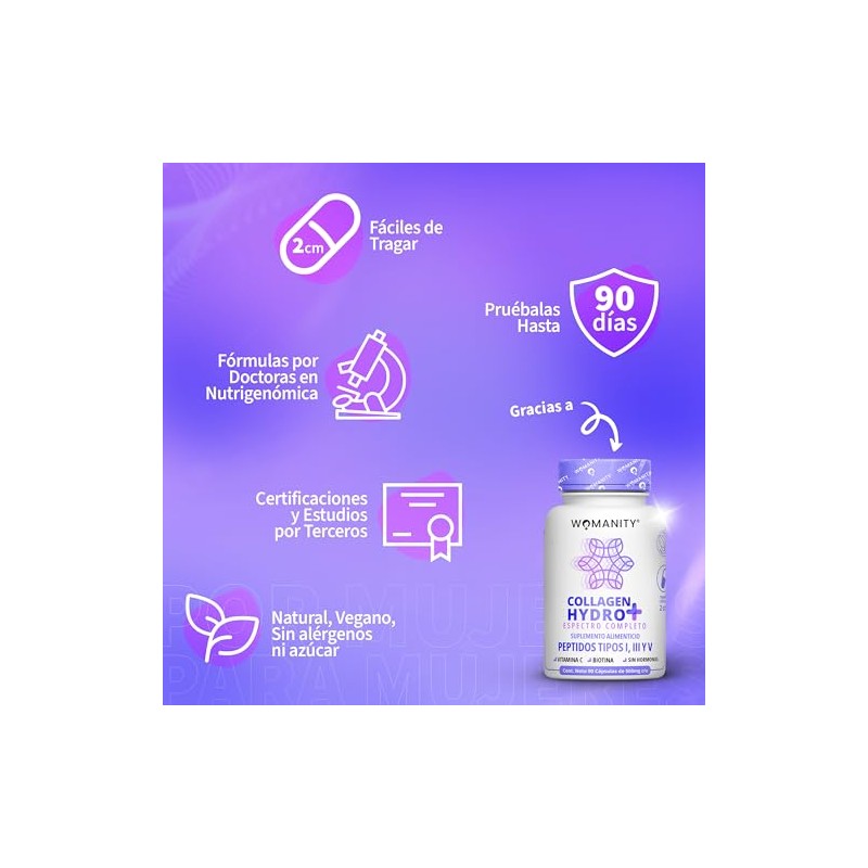 Colágeno Hidrolizado Biotina Péptidos Tipo Iii 100 Puro Vitamina Cápsulas