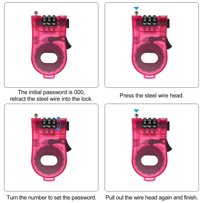 PATIKIL 3.28 Feet Retractable Cable Lock, 3 Digit Steel Cable