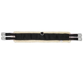 Start FurArtificial Saddle Girth for Horses - Versatile Belt with Synthetic Fur - Long Strap with Faux Fur Elastic - Faux Fur - Elastic Ends - Long Strap Neoprene (Black/Honey, 130 cm)