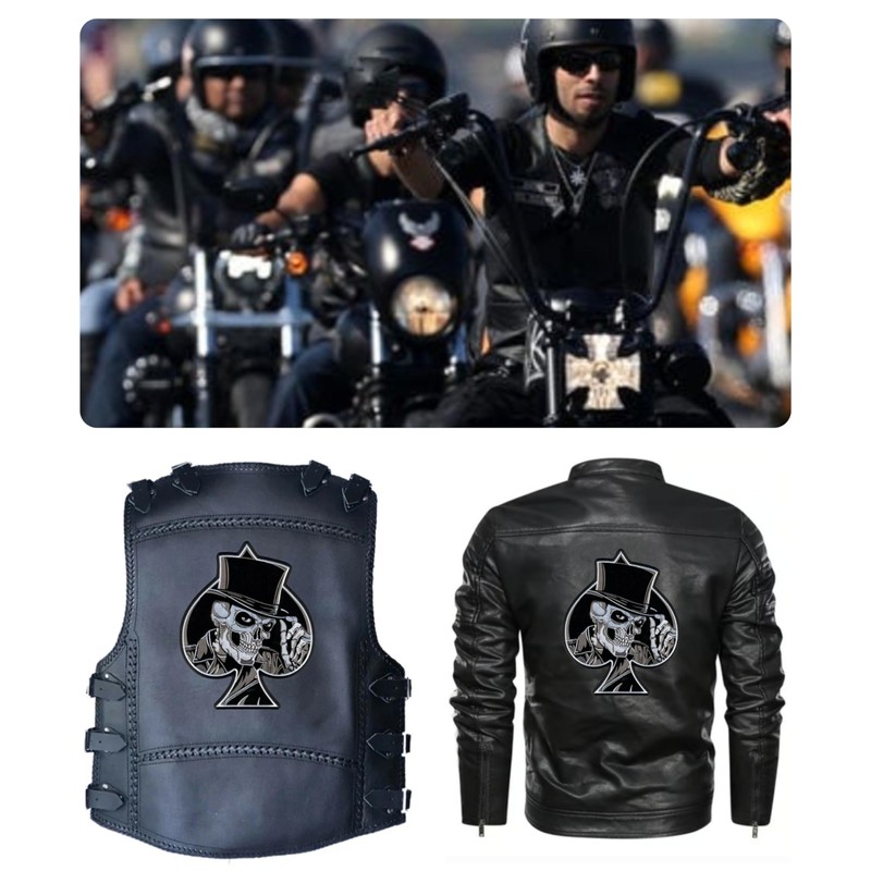 Big Patch Biker Skull Motorcycle Embroidered Iron on Patch Badge