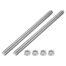 sourcing map Fully Threaded Rod M16 x 250mm 2mm Thread Pitch 304 Stainless Steel Right Hand Threaded Rods Bar Studs Long Threaded Screw With Screw Nuts 2 Pack