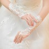 Cubahop Wedding Lace Crystal Gloves White Long Fingerless Gloves Handmade