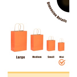 qiqee 24 Pcs Orange Mini Paper Gift Bags with Handles 6"x4.5"x2.5" Small Brown Kraft Party Favor Bags Treat Bags Multiple Uses (Mini size)