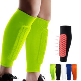 Shindefender Shin Guards Pads, Honeycomb Compression Sleeve Football Shin Guards for Boys, Teenagers and Adults, Soccer Defender Pads with Superior Impact Absorption, Lightweight