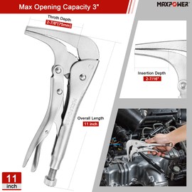 MAXPOWER 2PCS 90 degree Offset Long Nose Locking Pliers 7 inch and 11 inch