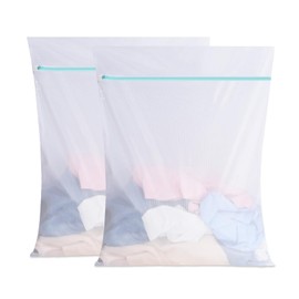OTraki Laundry Net, Large, 23.6 x 31.5 inches (60 x 80 cm), Set of 2, Laundry Net with Zipper, Washing Bag, Fine Mesh, For Shirts, Sweaters, Duvet Cover, Tangle-Resistant, Prevents Deformation, White