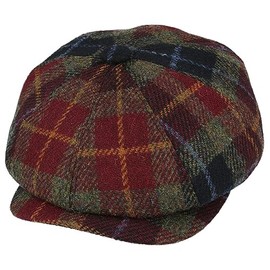 Gladwin Bond Newsboy Hat Harris Tweed Baker Boy Cap Flat Caps Gatsby Hats (S) Burgundy