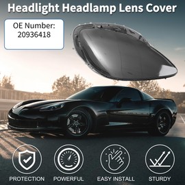 TUCKBOLD Headlight Lens Cover for Chevy Corvette C6 2005-2013 Front Right Headlight Headlamp Lense Clear Lens Cover Smoked Color 1pc