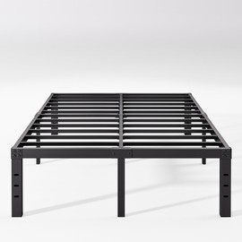 Neslime 16 Inch High Metal Queen Bed Frame Platform, Heavy Duty Bed Frame Queen Size, Steel Slat Support, Easy Assembly, Noise Free, Black