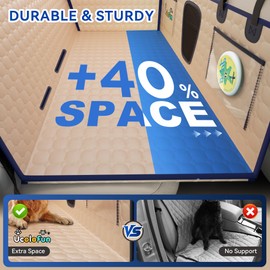 Ucolofun Back Seat Extender for Dogs, PU Leather Waterproof Dog Car Seat Cover for Back Seat with Hard Bottom Holds 400LBs, 2025 Upgraded Sturdy Dog Hammock for Cars/Trucks/SUVs, Anti-Scratch (Beige)