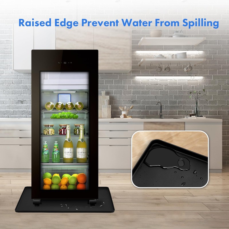 Mini Fridge Silicone Mat with Raised Edge, 23.6''x19.7'' Under Refrigerator