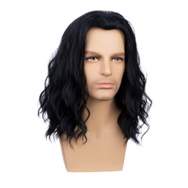 DUDUWIG Child Black Wig Kids Long Natural Black Middle Part Wig Boys Wavy Curly Synthetic Wigs Cosplay Hair Wigs