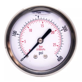 DuraChoice 2-1/2" Oil Filled Pressure Gauge, SS Face, 1/4" NPT, Ctr Back Mount, 0-15PSI