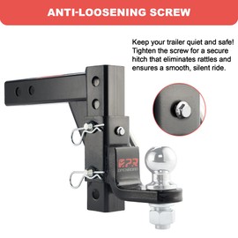 OPENROAD Adjustable Trailer Hitch Ball Mount, Fits 2-Inch Receiver, 1-Inch Hole, 7500lbs, 9-1/2" Drop/ 8-1/4" Rise Drop Hitch, Tow Hitch for Heavy Duty Truck with Stainless Steel Pins