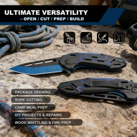 CABUGE Pocket Knife for Men, Folding Knife with Clip, EDC Tactical Knives for Outdoor Camping Survival, Birthday Christmas Stocking Stuffers Gifts Idea for Dad Boyfriend Husband Him Women